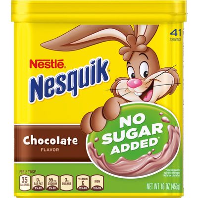 Nestle Nesquick No Sugar Added Chocolate Powder 16 Oz (Pack of 2)