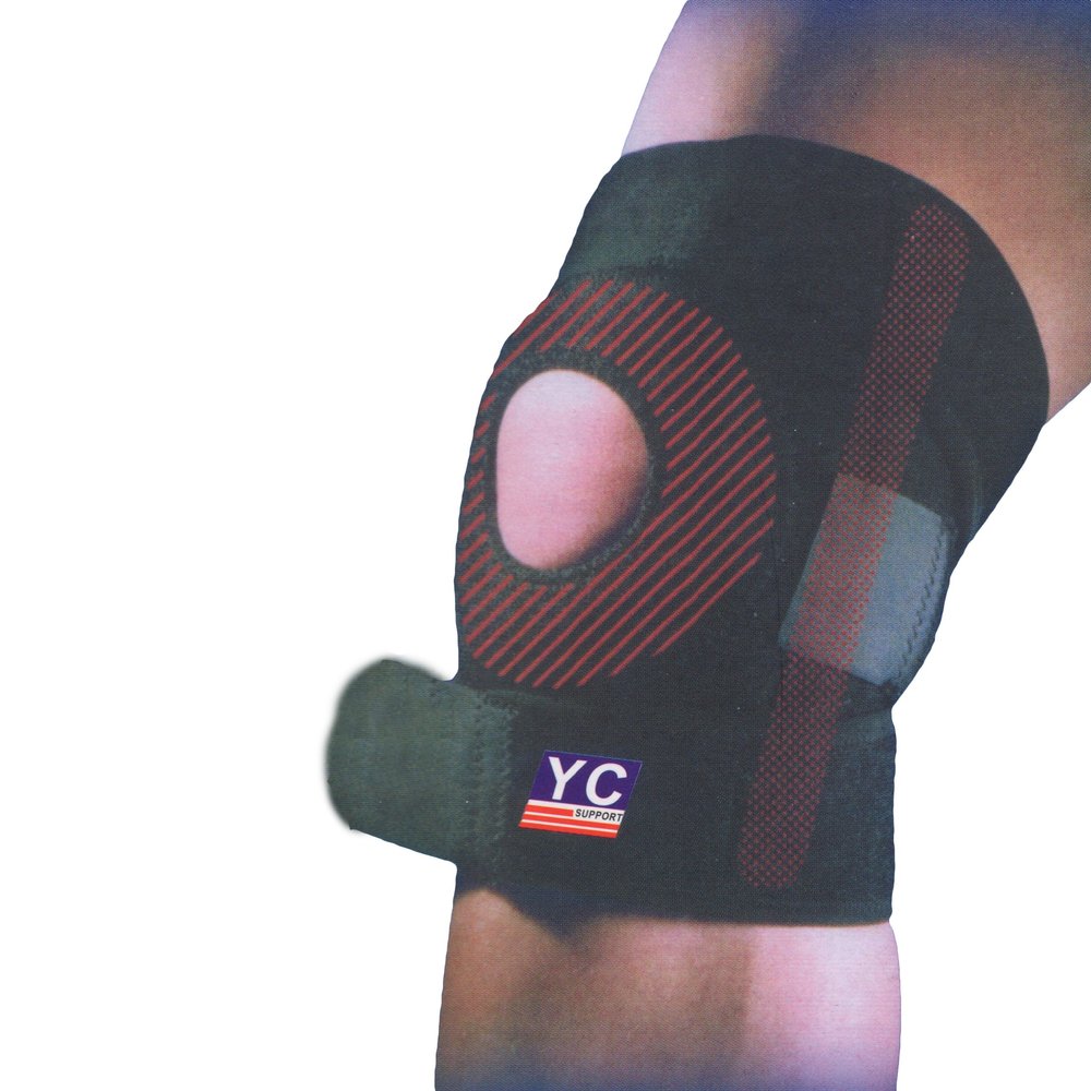 2 x Black Neoprene Open Knee Patella Support w/ 2 Stays Sleeve Stabilizer Splint