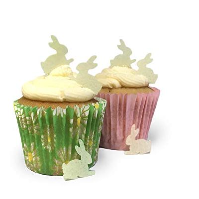 100 Mini Edible Wafer Paper Pale Yellow Bunnies - Perfect for Easter Cupcakes and Table Decorations