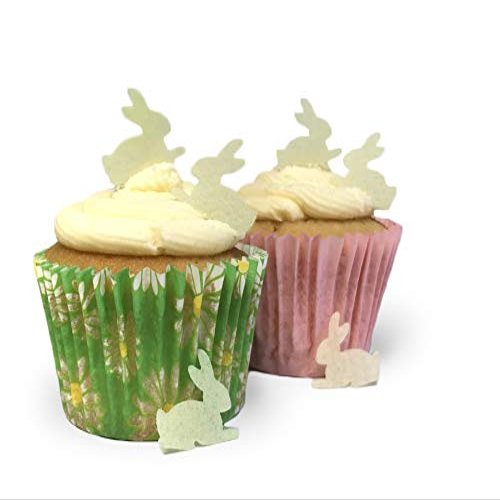 100 Mini Edible Wafer Paper Pale Yellow Bunnies - Perfect for Easter Cupcakes and Table Decorations