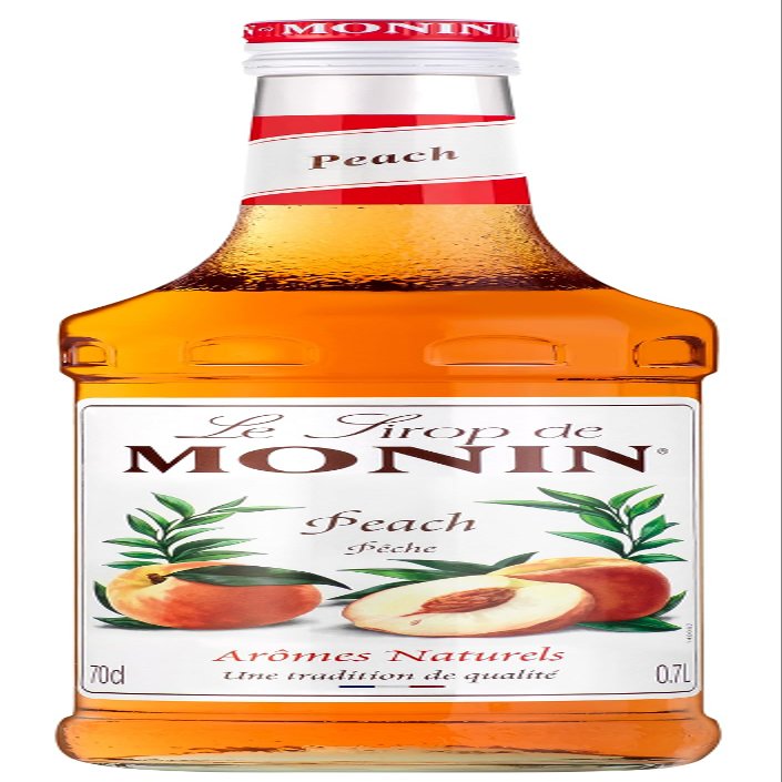 MONIN Premium Peach Syrup 700ml for Cocktails and Mocktails. Vegan-Friendly, Allergen-Free, 100% Natural Flavours and Colourings