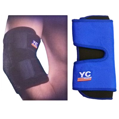 2 x YC Blue Neoprene Adjustable Elbow Support Tennis Arthritis Strap Brace Sport