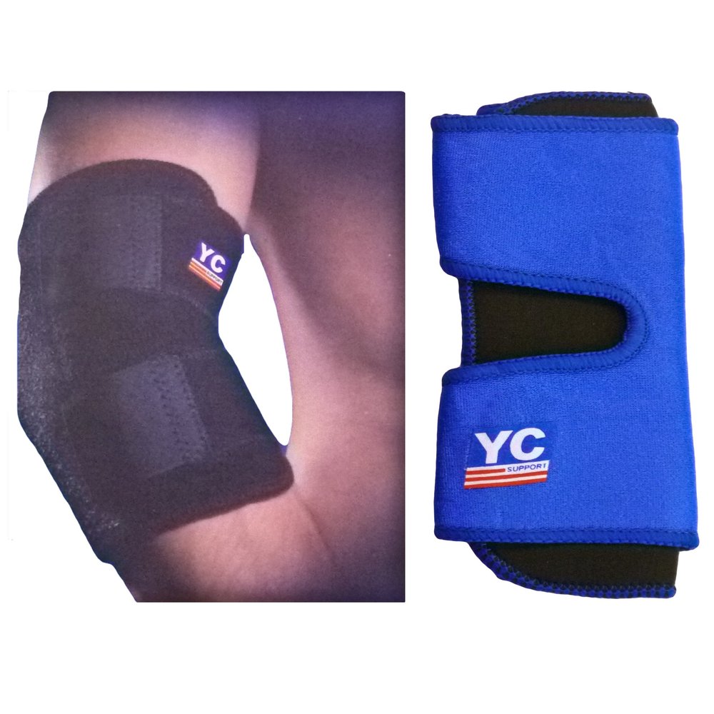 2 x YC Blue Neoprene Adjustable Elbow Support Tennis Arthritis Strap Brace Sport