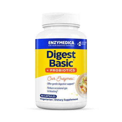 ENZYMEDICA - Digest Basic + Probiotics (90 Capsules) | Digestive Enzymes Supplements | Digestive Enzymes Blend with Probiotics, Nutrient Supplements, Gut Health Supplement, Easy Digest, Vegetarian