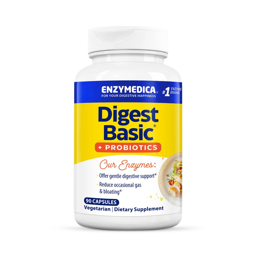 ENZYMEDICA - Digest Basic + Probiotics (90 Capsules) | Digestive Enzymes Supplements | Digestive Enzymes Blend with Probiotics, Nutrient Supplements, Gut Health Supplement, Easy Digest, Vegetarian