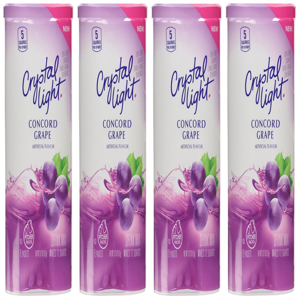 Crystal Light Concord Grape Drink Mix (12 quart=6 packets) NEW FLAVOR! (Pack of 4) by Crystal Light