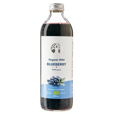 LOOV Wild Blueberry Juice Organic, 500 ml, Wild-Crafted from Nordic Forests, High in Antioxidants, 100% from Directly Pressed Blueberries, Not from Concentrate, No Water Added, No Added Sugar