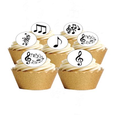 24 Precut Musical Music Note Edible Wafer Paper Cupcake Cake Toppers Decorations