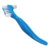 Denture Brush ~ Easy Grip Handle, Double Bristle Head (Blue & White) view 1