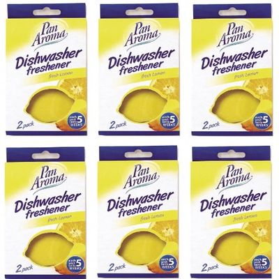 6 x Pan Aroma Dishwasher Freshener Lemon Scent 2 Per Pack