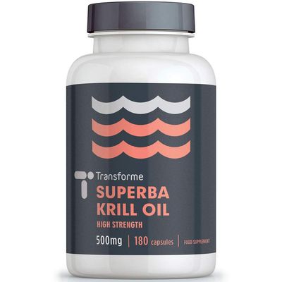 Antarctic Red Krill Oil Capsules High Strength 1000mg, 2 Capsule Serving, 180 500mg Superba Krill Oil Capsules, Omega 3 Fatty Acids EPA and DHA with Astaxanthin and Choline, by Transforme