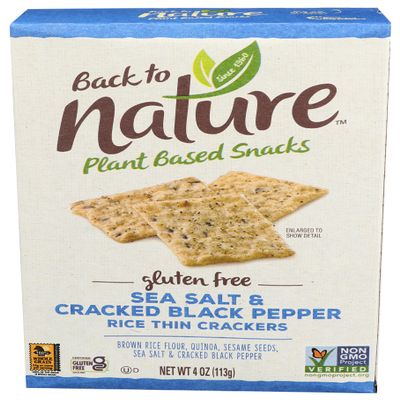 Back To Nature Rice Thins, Sea Salt And Cracked Black Pepper, 4 Ounce