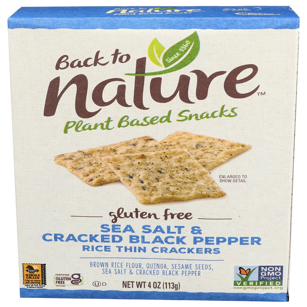 Back To Nature Rice Thins, Sea Salt And Cracked Black Pepper, 4 Ounce