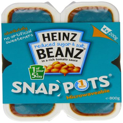 Heinz Beanz Reduced Sugar and Salt Snap Pots 200 g (Pack of 6)