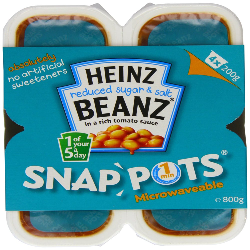 Heinz Beanz Reduced Sugar and Salt Snap Pots 200 g (Pack of 6)