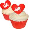 12 Edible Wafer Cake Decorations: Cupid Hearts view 1