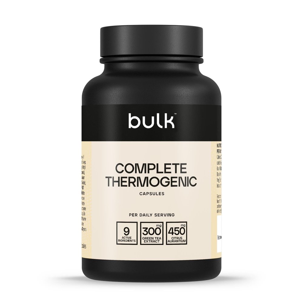 Bulk Complete Thermogenic, Pre-Workout With Caffeine, Chromium, Green Tea, Citrus Aurantium, Kola Nut, BioPerine, Cayenne Pepper, L-Tyrosine, L-Theanine, Pack of 90, 90 Servings, Packaging May Vary