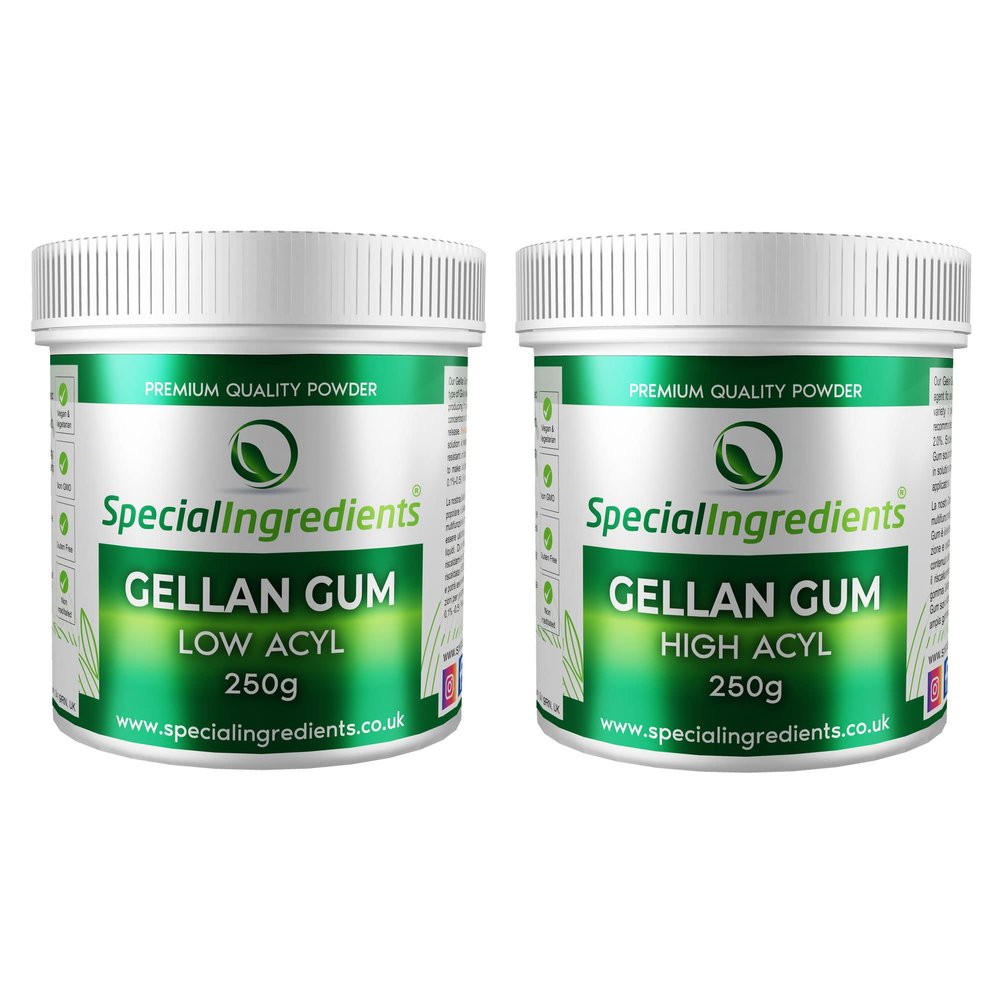 Special Ingredients Gellan Gum Low Acyl (Type F) 250g And Gellan Gum High Acyl (LT100) 250g Premium Grade Refined Powder