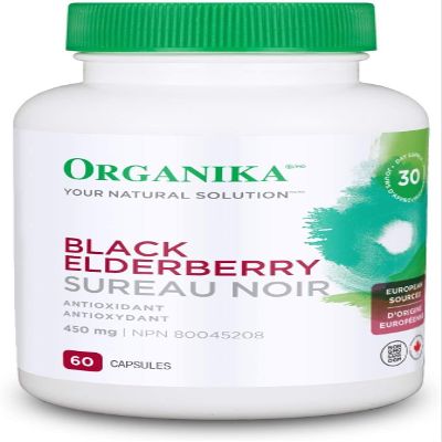 Organika Black Elderberry Antioxidant 450 Mg 4 to 1 Extract High Potency 60 Count