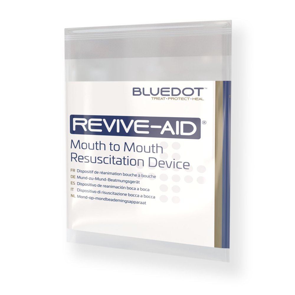 10 x Mouth to Mouth Resuscitation Device with One Way Valve - CPR Mask / shield (Blue Dot)
