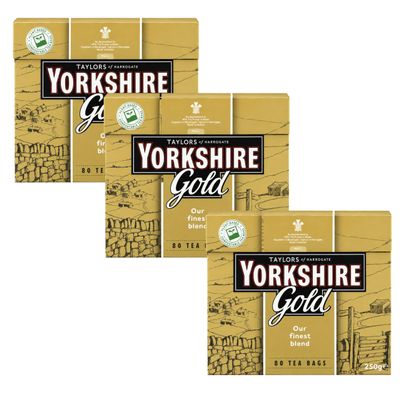Bundle of 3 - Taylors of Harrogate Yorkshire Gold 80 Tea Bags x 3 Delivers 3-5 Days USA.
