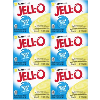 Jell-O Sugar Free Lemon Instant Reduced Calorie Pudding and Pie Filling, 28 g (Pack of 6)