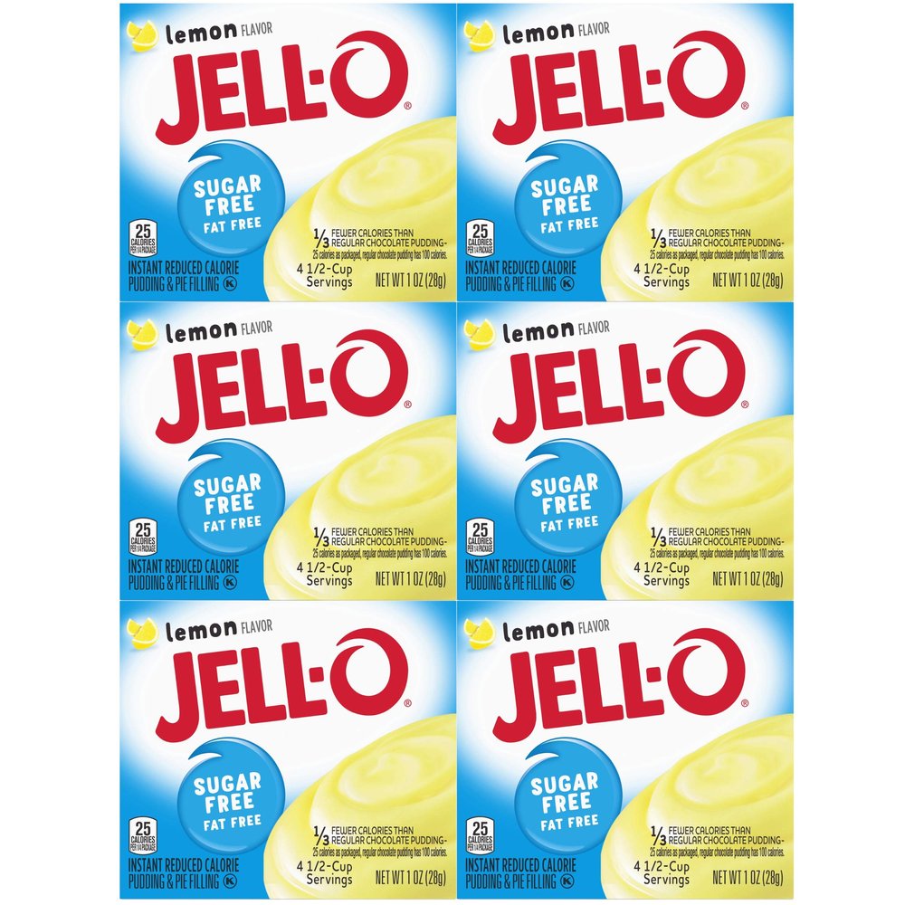 Jell-O Sugar Free Lemon Instant Reduced Calorie Pudding and Pie Filling, 28 g (Pack of 6)