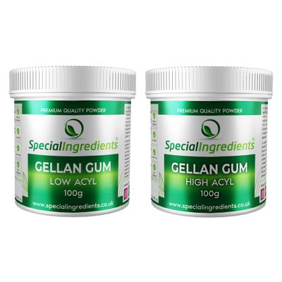 Special Ingredients Gellan Gum Low Acyl (Type F) 100g And Gellan Gum High Acyl (LT100) 100g Premium Grade Refined Powder