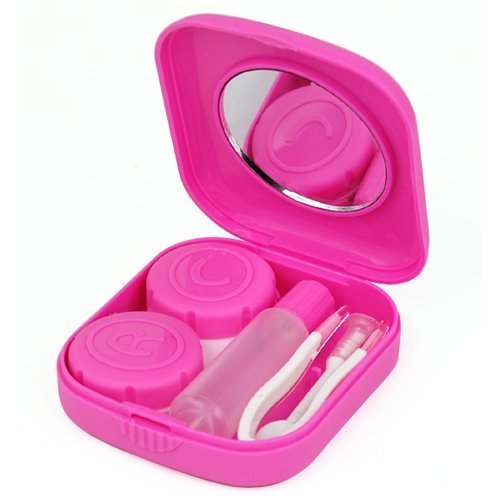Accessotech Pink Mini Contact Lens Travel Kit Case Pocket Size Storage Holder Container