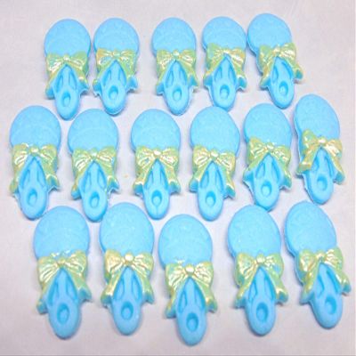 16 Baby Rattles Edible Baby Shower Cupcake Toppers (Blue)