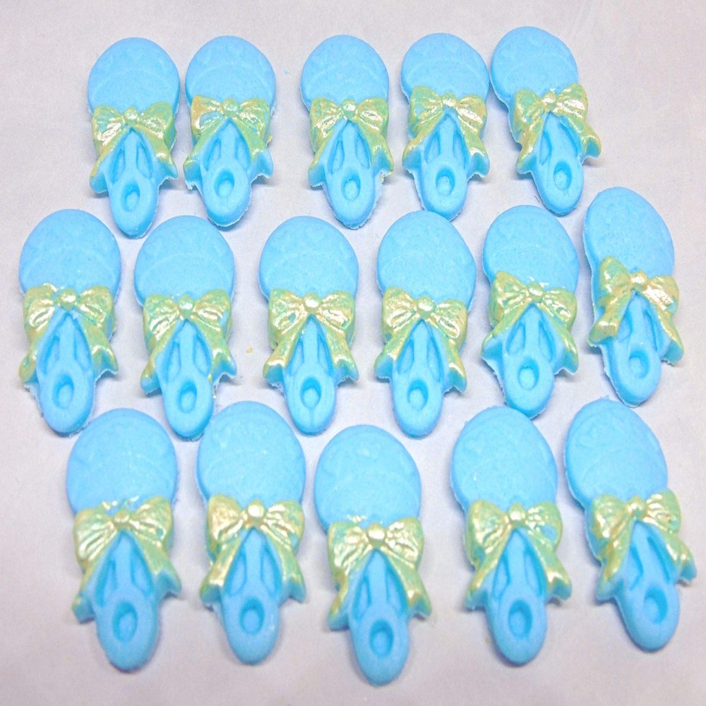 16 Baby Rattles Edible Baby Shower Cupcake Toppers (Blue)
