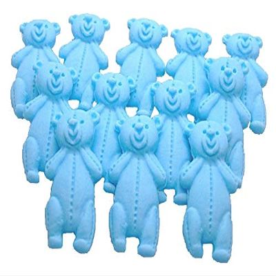 12 Little Teddies Edible Cupcake Cake Toppers (Blue)
