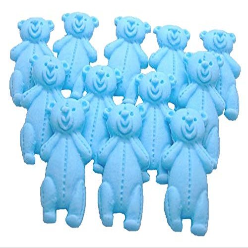 12 Little Teddies Edible Cupcake Cake Toppers (Blue)