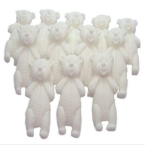 12 Little Teddies Edible Cupcake Cake Toppers (White)