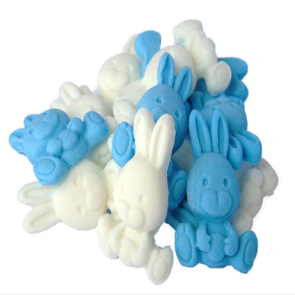 12 Edible Easter Rabbit Cake Cupcake Decorations (6 Blue 6 White)