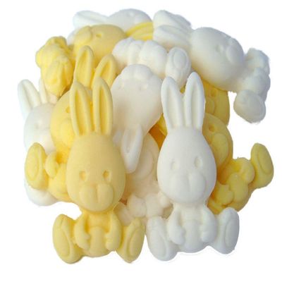 12 Edible Easter Rabbit Cake Cupcake Decorations (6 Yellow 6 White)