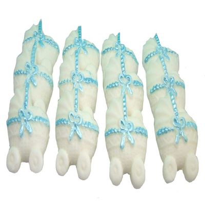 12 White Baby Prams Edible Baby Shower Cupcake Toppers (Blue Ribbon)