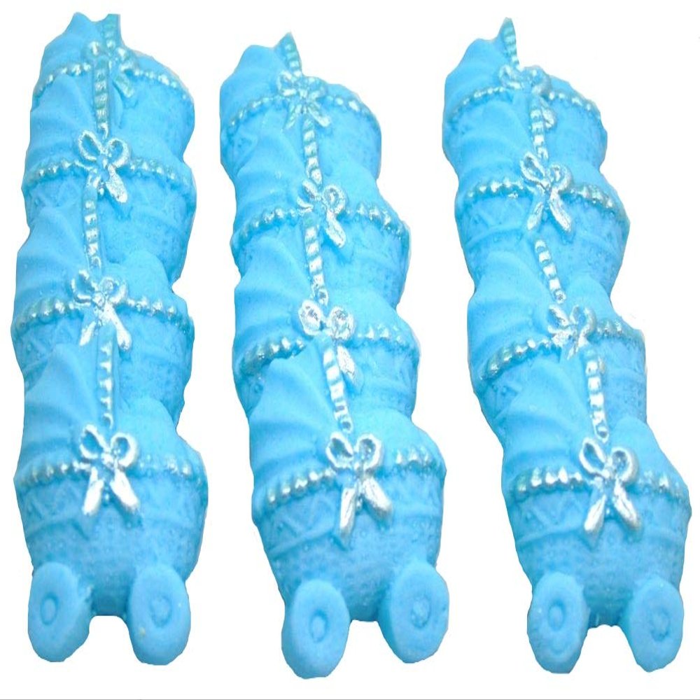 12 Coloured Edible Baby Prams Baby Shower Cupcake Toppers (Blue)