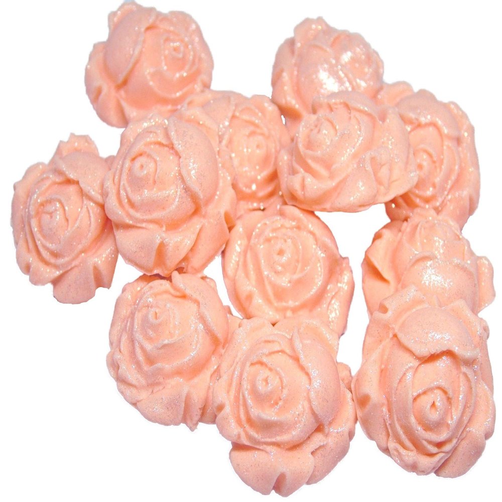12 Rose Buds Flower Cupcake Cake Topper Decorations (Peach)