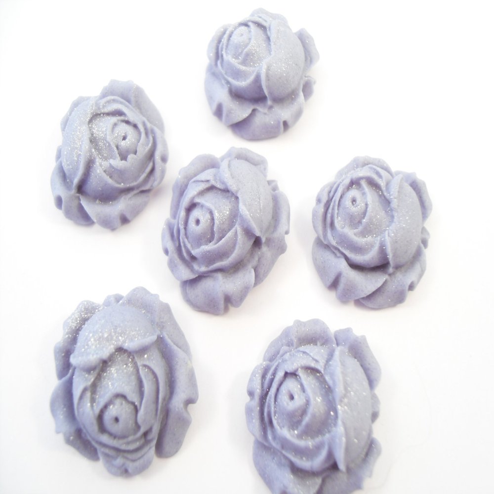 12 Rose Buds Flower Cupcake Cake Topper Decorations (Purple)