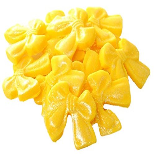 12 Edible Bows Cupcake Decorations Cake Toppers (Yellow)