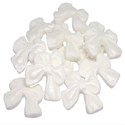 12 Edible Bows Cupcake Decorations Cake Toppers (White)