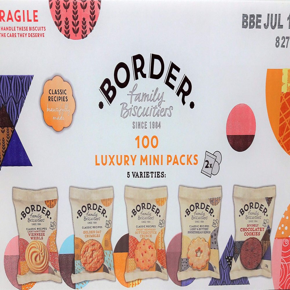 Border Biscuits 100 Mini Packs with 5 Varieties 2 Pack (200 Biscuits)