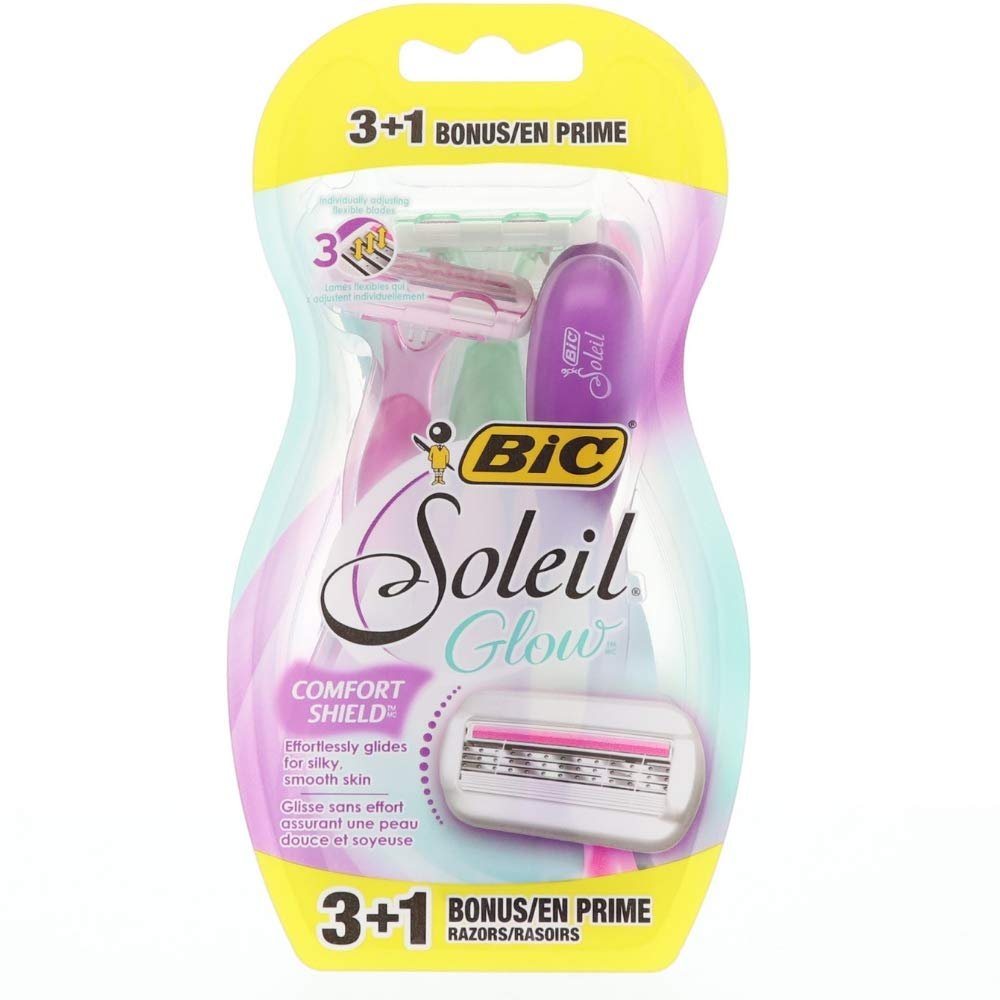 BIC Soleil Glow - Effortlessly Glides For Silky Smooth Skin - 3 Triple-Bladed Razors Per Package - Pack Of 2