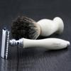 Haryali London Luxury Ivory Mens Shaving Set With Double Edge Safety Razor & Pure Black Badger Hair Brush Perfect Set For Men view 2
