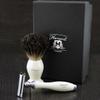 Haryali London Luxury Ivory Mens Shaving Set With Double Edge Safety Razor & Pure Black Badger Hair Brush Perfect Set For Men view 3