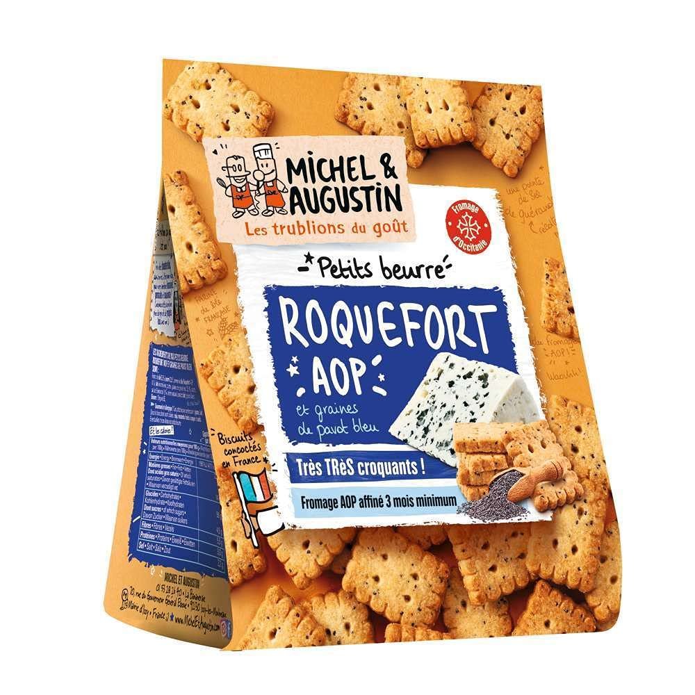 Michel et Augustin - Roquefort AOP Aperitif Biscuits 100 g  Pack of 9