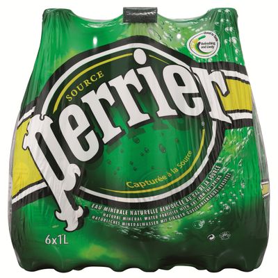 PERRIER Sparkling Mineral Water, 1 Liter, Pack of 6