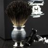 3 Pieces Men's Shaving Gift Set in Sliver Antique with Triple Edge Compatible Cartridge Head Razor,Black Badger Brush & Dual Stand for Both Razor & Brush .Perfect Set for Him view 4