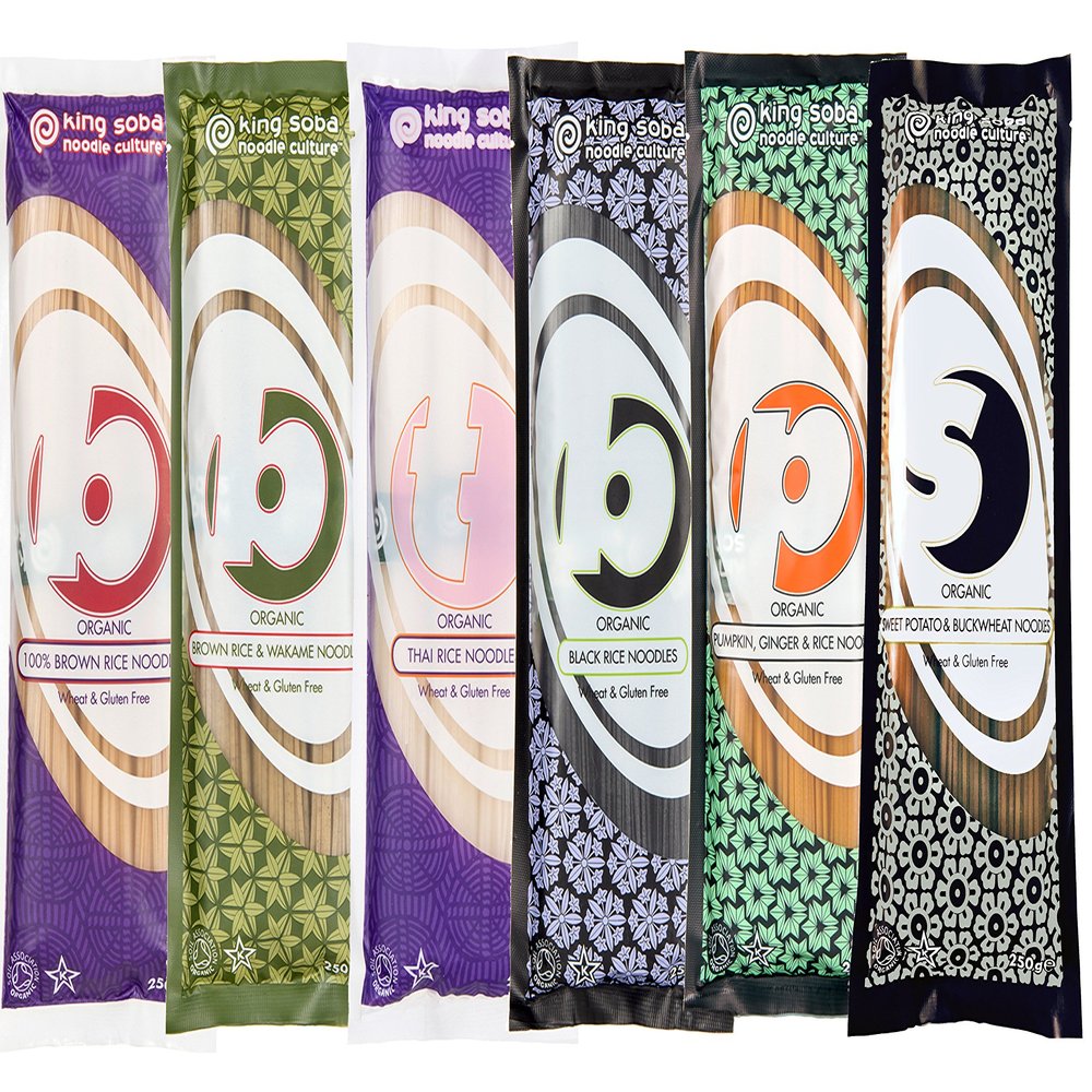 King Soba 6-Pack Gluten Free & Organic Mixed Variety Noodles 250g - 3 Servings Per Pack